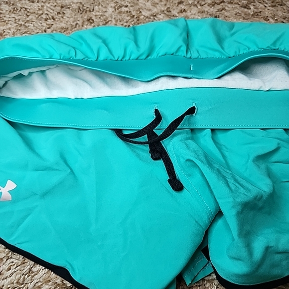 Under Armour Women's UA Fly-By 2.0 Shorts 1350196-369 Neptune/Black Running NEW - Picture 8 of 13